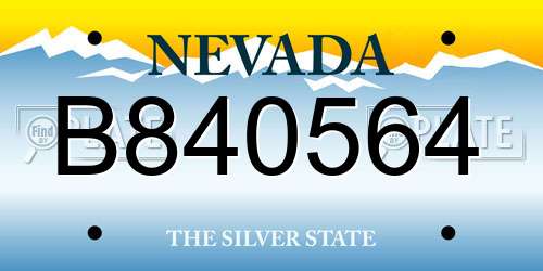 B840564 Nevada License Plate