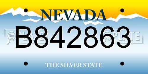 B842863 Nevada License Plate