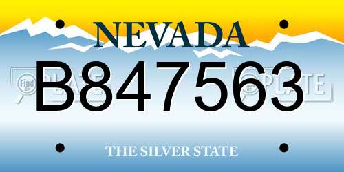 B847563 Nevada License Plate