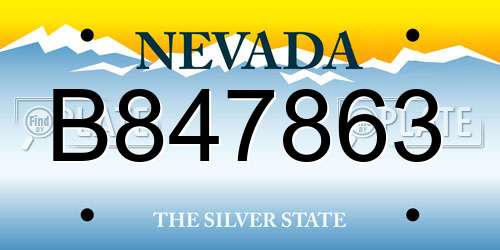 B847863 Nevada License Plate