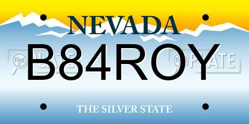 B84ROY Nevada License Plate