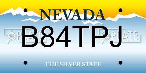 B84TPJ Nevada License Plate