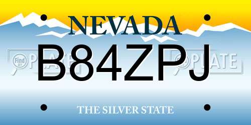 B84ZPJ Nevada License Plate
