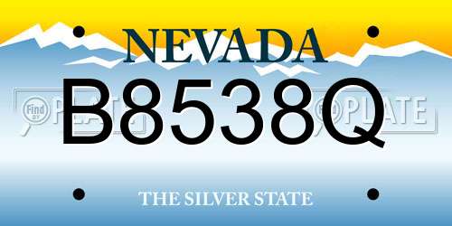 B8538Q Nevada License Plate