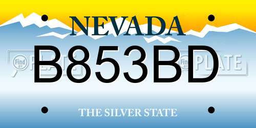 B853BD Nevada License Plate