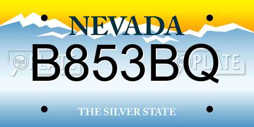 B853BQ Nevada License Plate
