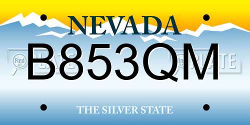 B853QM Nevada License Plate