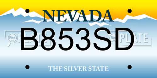 B853SD Nevada License Plate