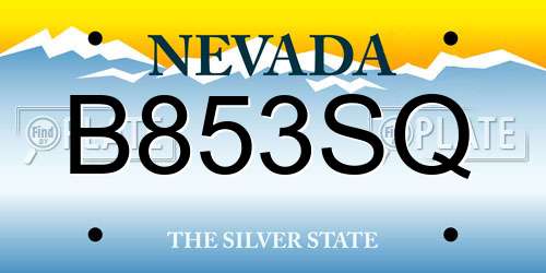 B853SQ Nevada License Plate