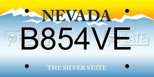 B854VE Nevada License Plate