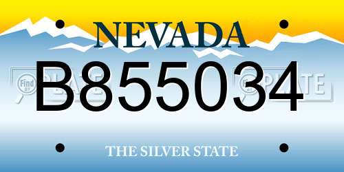 B855034 Nevada License Plate
