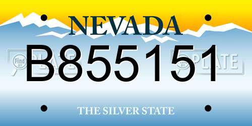 B855151 Nevada License Plate