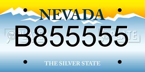 B855555 Nevada License Plate