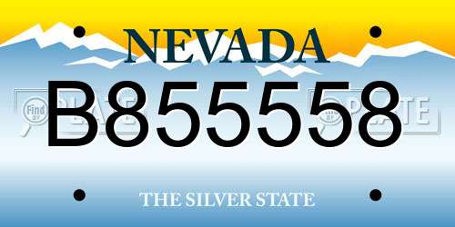 B855558 Nevada License Plate