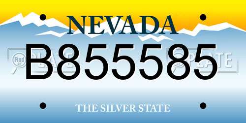 B855585 Nevada License Plate