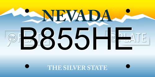 B855HE Nevada License Plate