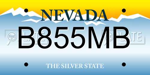 B855MB Nevada License Plate