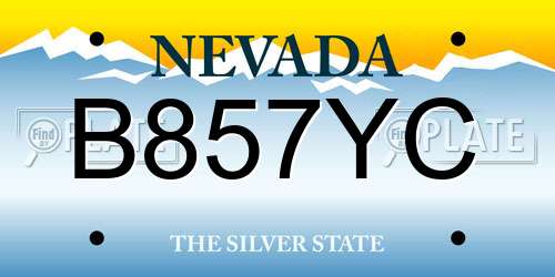 B857YC Nevada License Plate