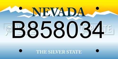 B858034 Nevada License Plate