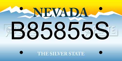 B85855S Nevada License Plate