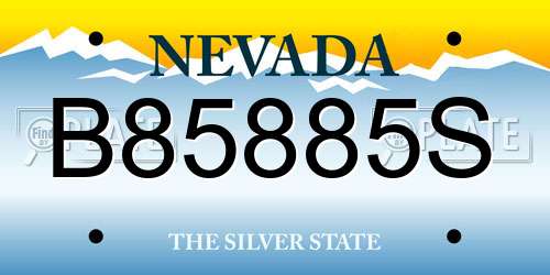B85885S Nevada License Plate
