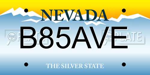 B85AVE Nevada License Plate