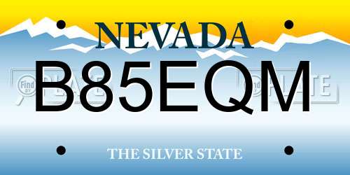 B85EQM Nevada License Plate