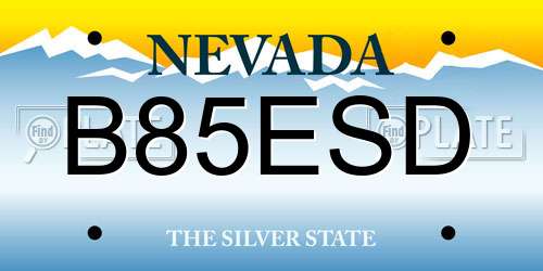 B85ESD Nevada License Plate