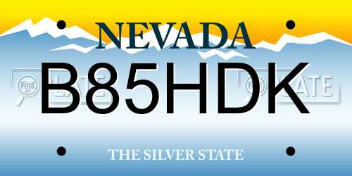 B85HDK Nevada License Plate
