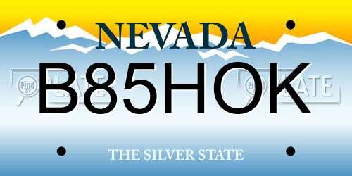 B85HOK Nevada License Plate