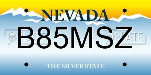 B85MSZ Nevada License Plate
