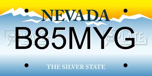 B85MYG Nevada License Plate