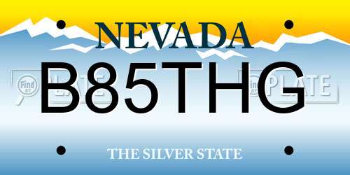 B85THG Nevada License Plate