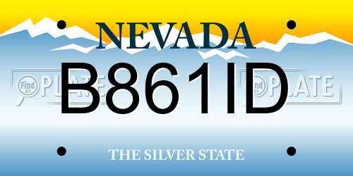 B861ID Nevada License Plate