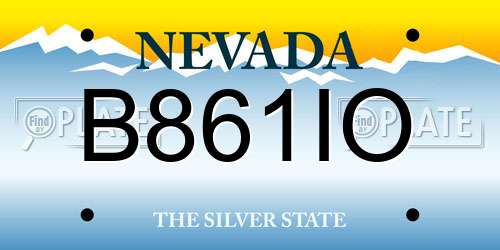 B861IO Nevada License Plate