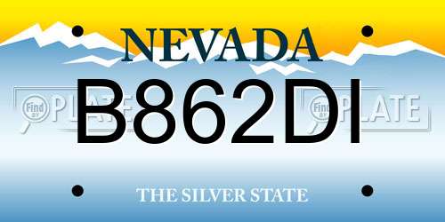 B862DI Nevada License Plate
