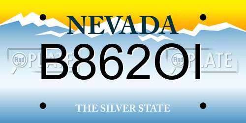 B862OI Nevada License Plate