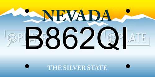 B862QI Nevada License Plate