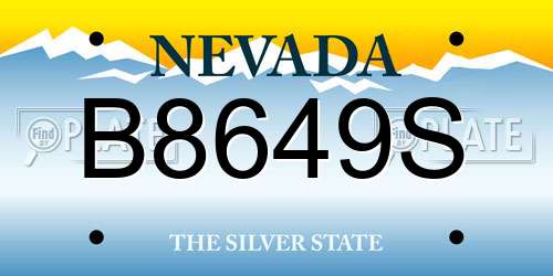B8649S Nevada License Plate