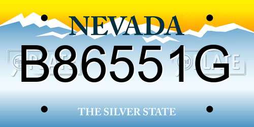 B86551G Nevada License Plate