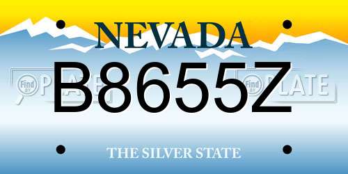 B8655Z Nevada License Plate