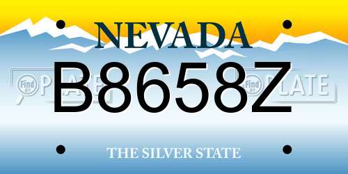 B8658Z Nevada License Plate