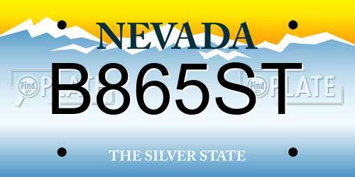 B865ST Nevada License Plate