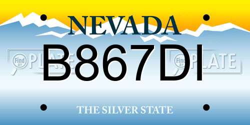 B867DI Nevada License Plate