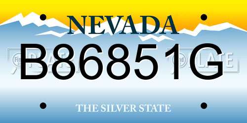 B86851G Nevada License Plate