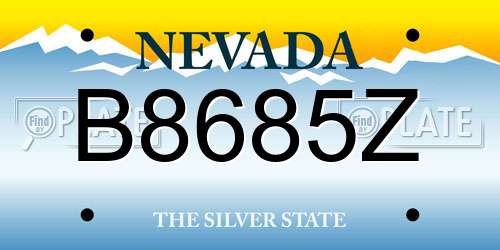 B8685Z Nevada License Plate