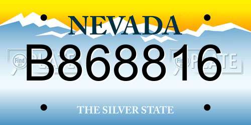 B868816 Nevada License Plate