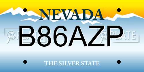 B86AZP Nevada License Plate