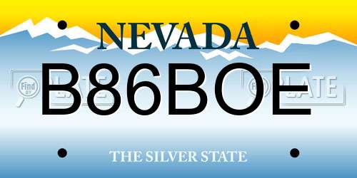 B86BOE Nevada License Plate