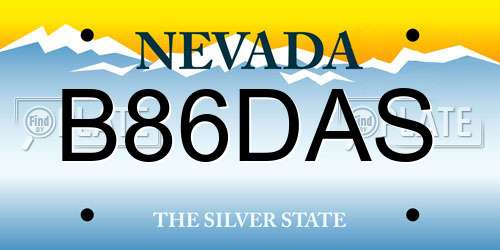 B86DAS Nevada License Plate
